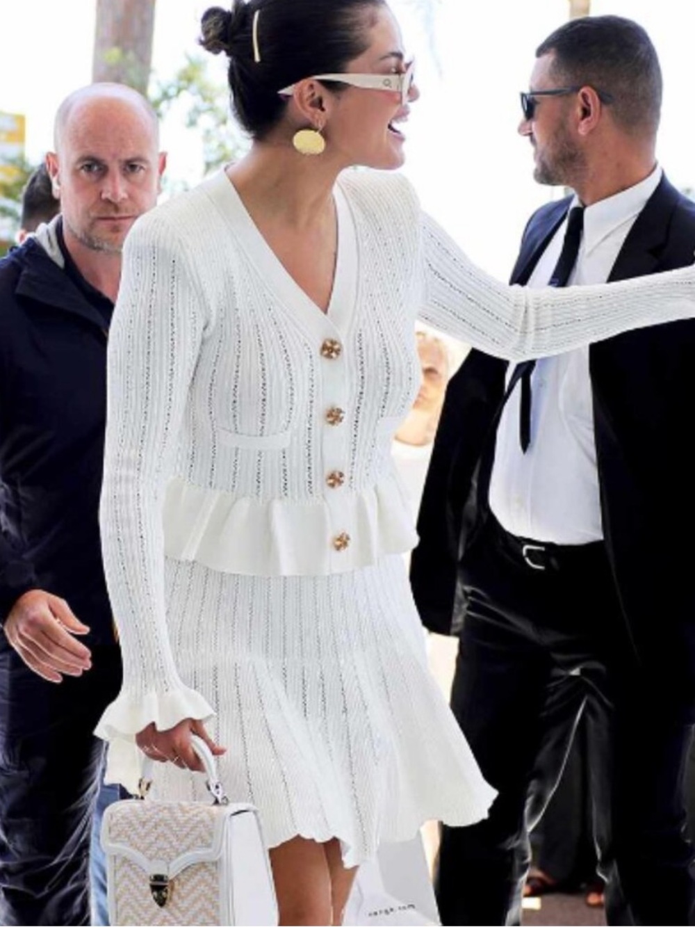 Self Portrait White Knit Peplum Mini Dress
